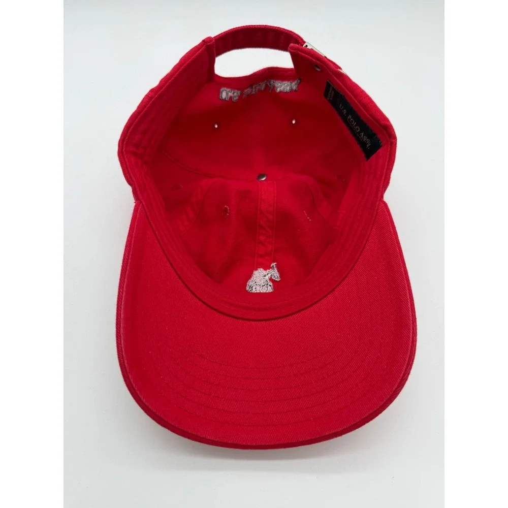 US Polo Assn Red Baseball Hat Cap Navy Blue Embroidered Logo Adjustable Dad Hat
